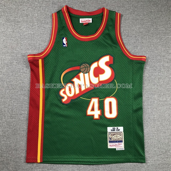 Maillot Enfant Seattle Supersonics Shawn Kemp NO 40 Historic Retro Vert2